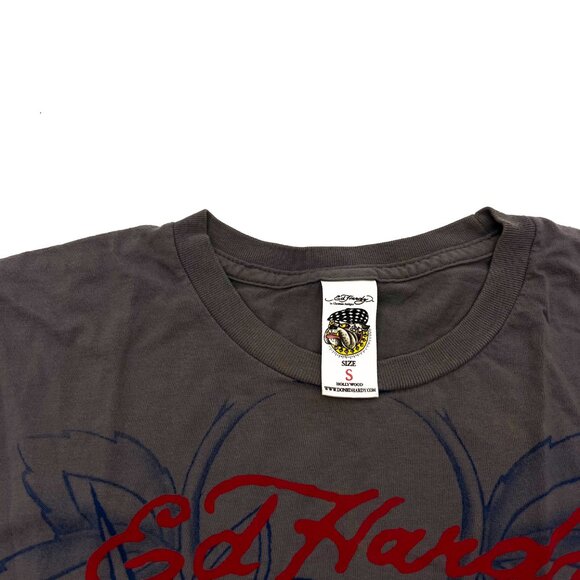 Vintage Ed Hardy Christian Audiger All Over Print Rhinestone Skull T-Shirt - Picture 3 of 4